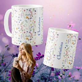 Zomerweide Allover Patroon Naam Koffiemok