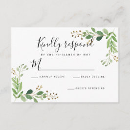 Zomerweide bladeren Waterverf Bruiloft RSVP Kaartje