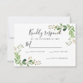 Zomerweide bladeren Waterverf Bruiloft RSVP Kaartje (Voorkant)