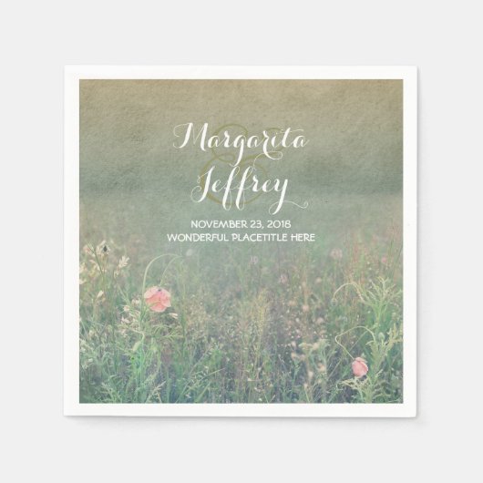 zomerweide bruiloft papieren servetten (Voorkant)