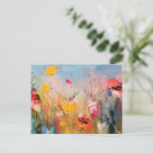 Zomerweide – Expressieve Abstracte Wilde Bloemen Briefkaart (Staand voorkant)