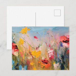 Zomerweide – Expressieve Abstracte Wilde Bloemen Briefkaart