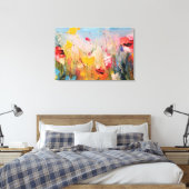 Zomerweide – Expressieve Abstracte Wilde Bloemen Canvas Afdruk (Insitu (Slaapkamer))