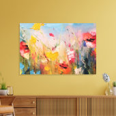 Zomerweide – Expressieve Abstracte Wilde Bloemen Canvas Afdruk (Insitu (Woonkamer))