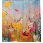 Zomerweide – Expressieve Abstracte Wilde Bloemen Douchegordijn (Voorkant)