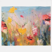 Zomerweide – Expressieve Abstracte Wilde Bloemen Fleece Deken (Voorkant (Horizontaal))