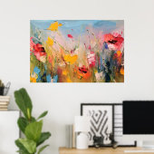 Zomerweide - Expressieve Abstracte Wilde Bloemen Poster (Thuiskantoor)