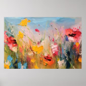 Zomerweide - Expressieve Abstracte Wilde Bloemen Poster (Voorkant)