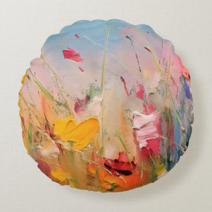 Zomerweide – Expressieve Abstracte Wilde Bloemen Rond Kussen