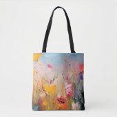 Zomerweide – Expressieve Abstracte Wilde Bloemen Tote Bag (Voorkant)