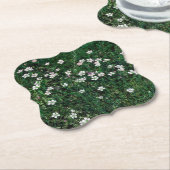 Zomerweide Klein Wit & Lichtroze Wildbloemen Kartonnen Onderzetters (Gekanteld)