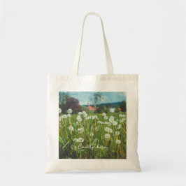 zomerweide met andelions tote bag