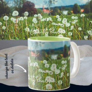 zomerweide met andelions tweekleurige koffiemok