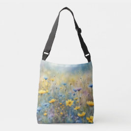 Zomerweide met wilde bloemen crossbody tas