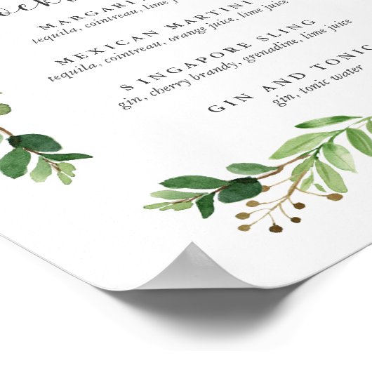 zomerweide | Signature Cocktail Menu Sign. Poster (Hoek)