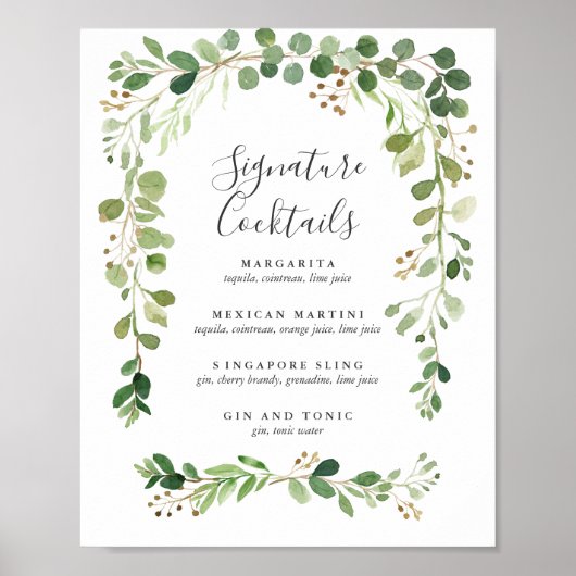 zomerweide | Signature Cocktail Menu Sign. Poster (Voorkant)