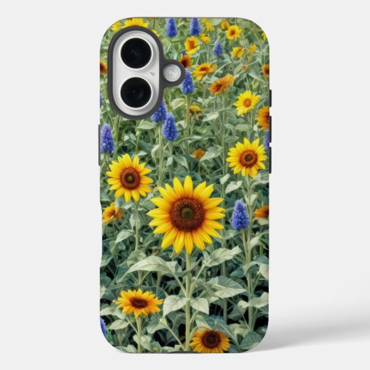 Zomerweide van zonnebloemen en wilde bloemen Case-Mate iPhone case (Achterkant)