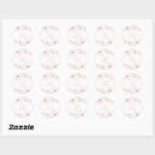 Zomerweide Waterverf Roze Bloemen Bruiloft Ronde Sticker (Vel)