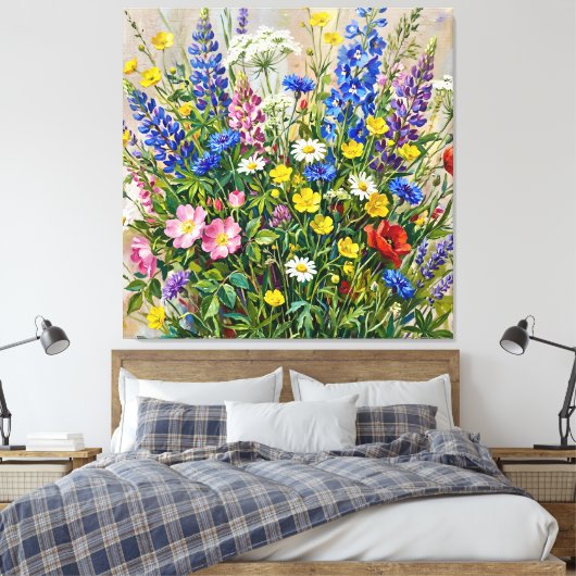 Zomerweide Wilde Bloemen Canvas Afdruk (Insitu (Slaapkamer))