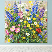 Zomerweide Wilde Bloemen Canvas Afdruk (Insitu (Houten vloer))