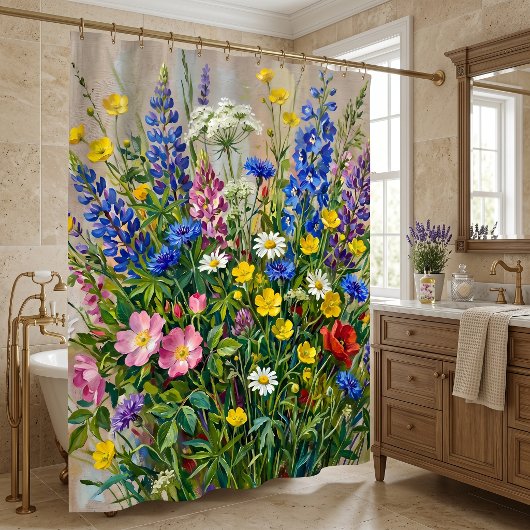 Zomerweide Wilde Bloemen Douchegordijn