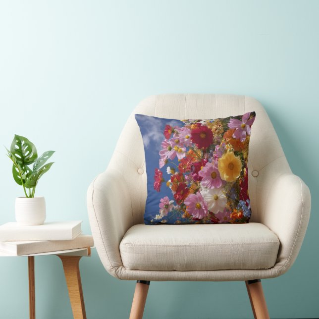Zomerweide Wilde Bloemenexplosie - Levendig Bloems Kussen (Stoel)