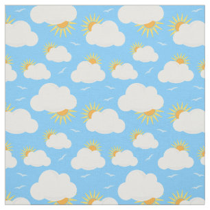 Zomerwolken en zonneschijn Hemel Blauw Patroon Stof