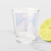 Zomerwolken, meisje en Kat Shot Glas (Achterkant)