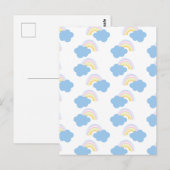 Zomerwolken Regenboog Pastel Krabbel Doodle Briefkaart (Voorkant / Achterkant)