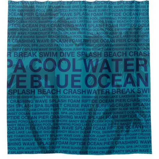 Zomerwoorden Poolside en Palmboom Douchegordijn (Voorkant)