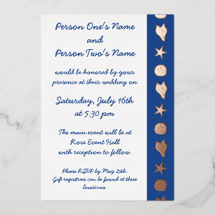 Zomerzeeschelpen in Blue Folie Invitation Uitnodiging