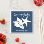 Zomerzeeschelpen in Navy Napkins Servetten (Insitu)