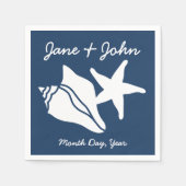 Zomerzeeschelpen in Navy Napkins Servetten (Voorkant)