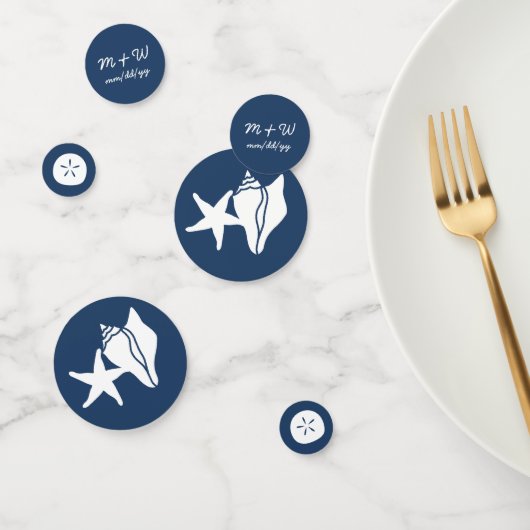 Zomerzeeschelpen in Navy Table Confetti (Groep)