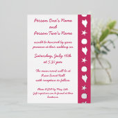 Zomerzeeschelpen in Raspberry Folie Invitation Uitnodiging (Staand Voorkant)