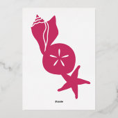 Zomerzeeschelpen in Raspberry Folie Invitation Uitnodiging (Achterkant)