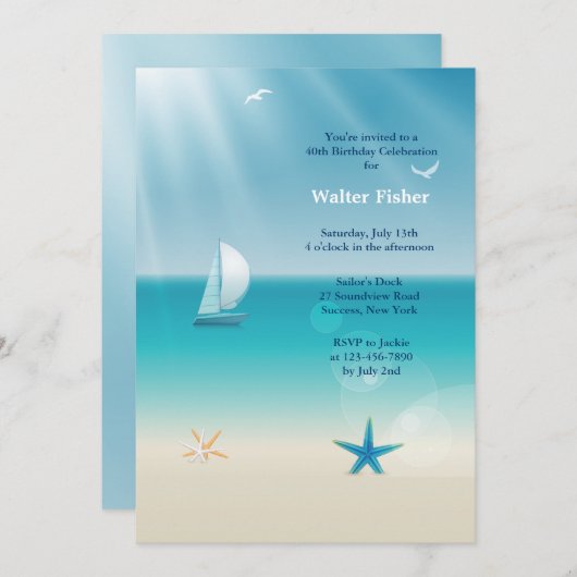 Zomerzeiluitnodiging Kaart (Voorkant / Achterkant)