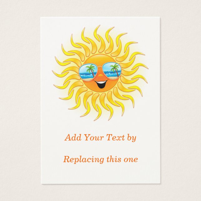 Zomerzon Cartoon met Zonnebril Chubby 100 pack Visitekaartjes (Voorkant)