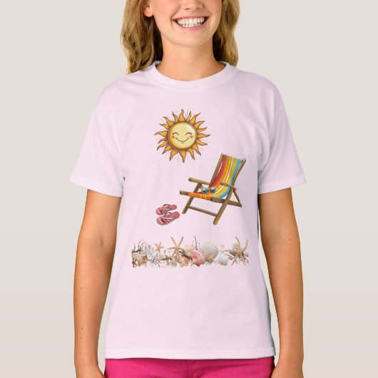 Zomerzon strandstoel zonnebril rode Teenslippers T-shirt (Voorkant)