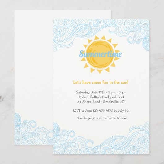 Zomerzon uitnodiging (Voorkant / Achterkant)