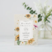  zomerzonnebloem crème doucheuitnodiging briefkaart (Staand voorkant)