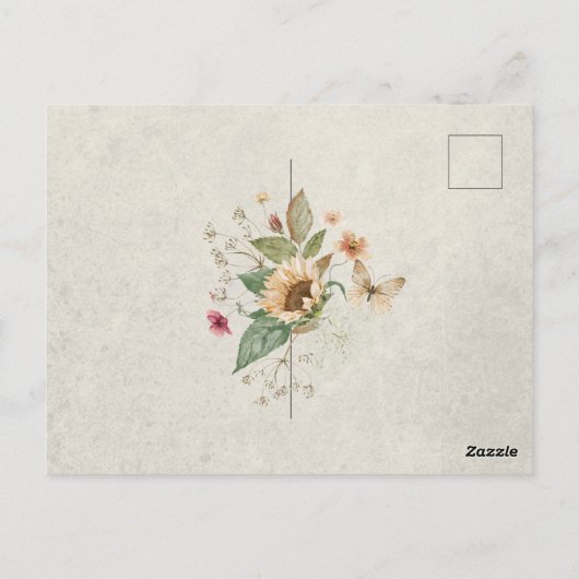  zomerzonnebloem crème doucheuitnodiging briefkaart (Achterkant)