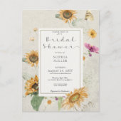  zomerzonnebloem crème doucheuitnodiging briefkaart (Voorkant)