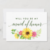 Zomerzonnebloem Wil je mijn bruidsmeisje zijn Kaart (Voorkant)