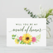 Zomerzonnebloem Wil je mijn bruidsmeisje zijn Kaart (Staand voorkant)