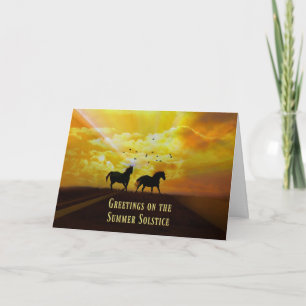 Zomerzonnewende Gelukskaart met Paarden Kaart