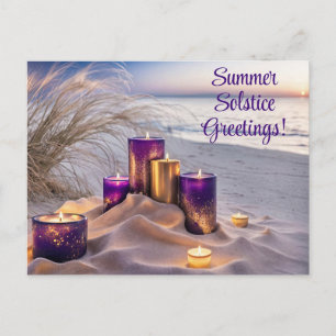Zomerzonnewende Groeten Kaarsen op het Strand Briefkaart