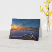 Zomerzonnewende Midsummer-avond Strand met Zeester Kaart (Gele Bloem)