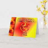 Zomerzonnewende Pagan Pentagram Kaart (Gele Bloem)