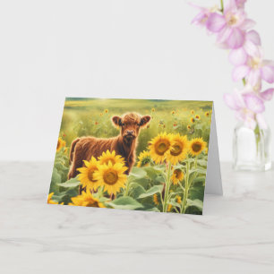 Zomerzonnewende Schattig Hoogland Kalf Koe Kaart